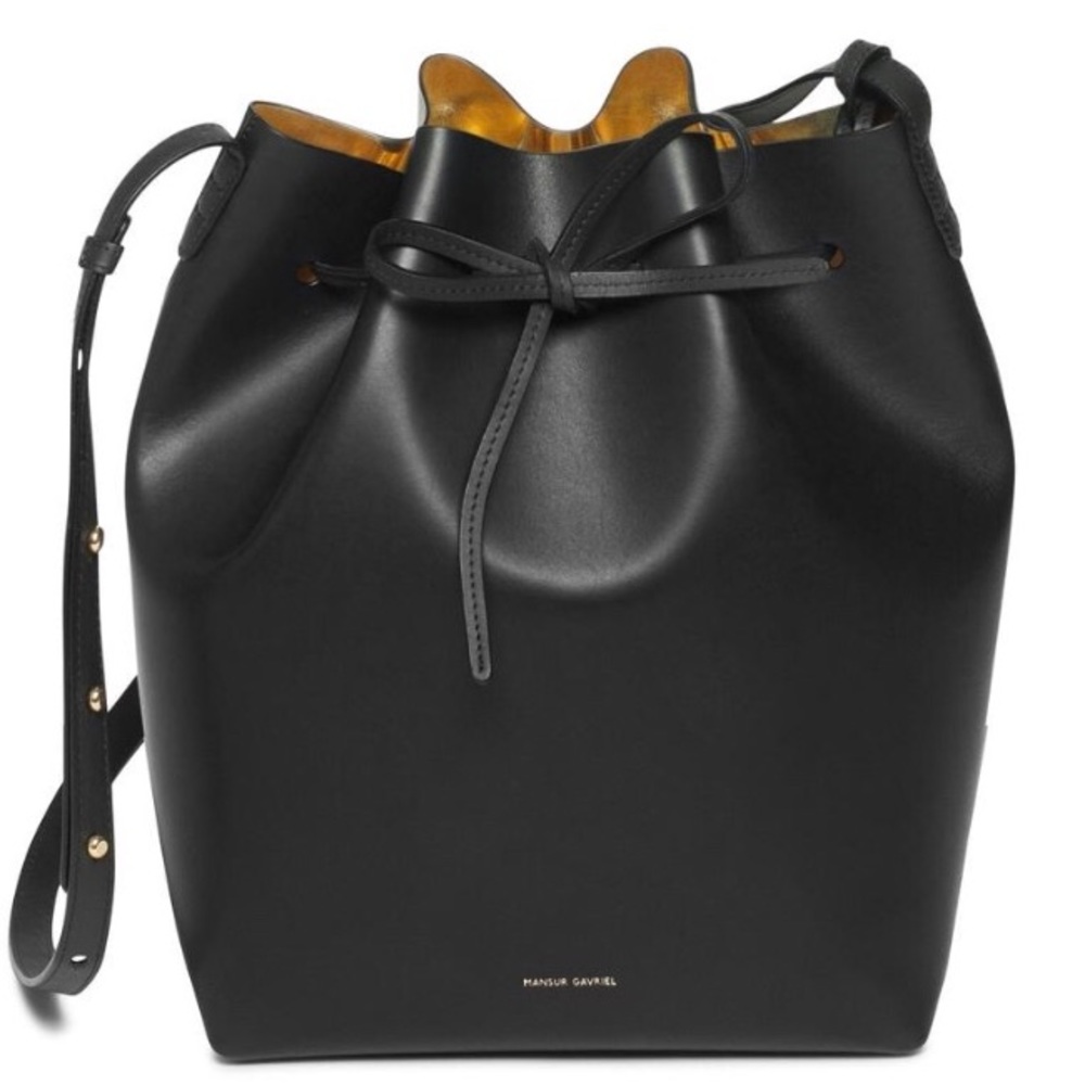Mansur Gavriel Bucket Bag Black and Gold